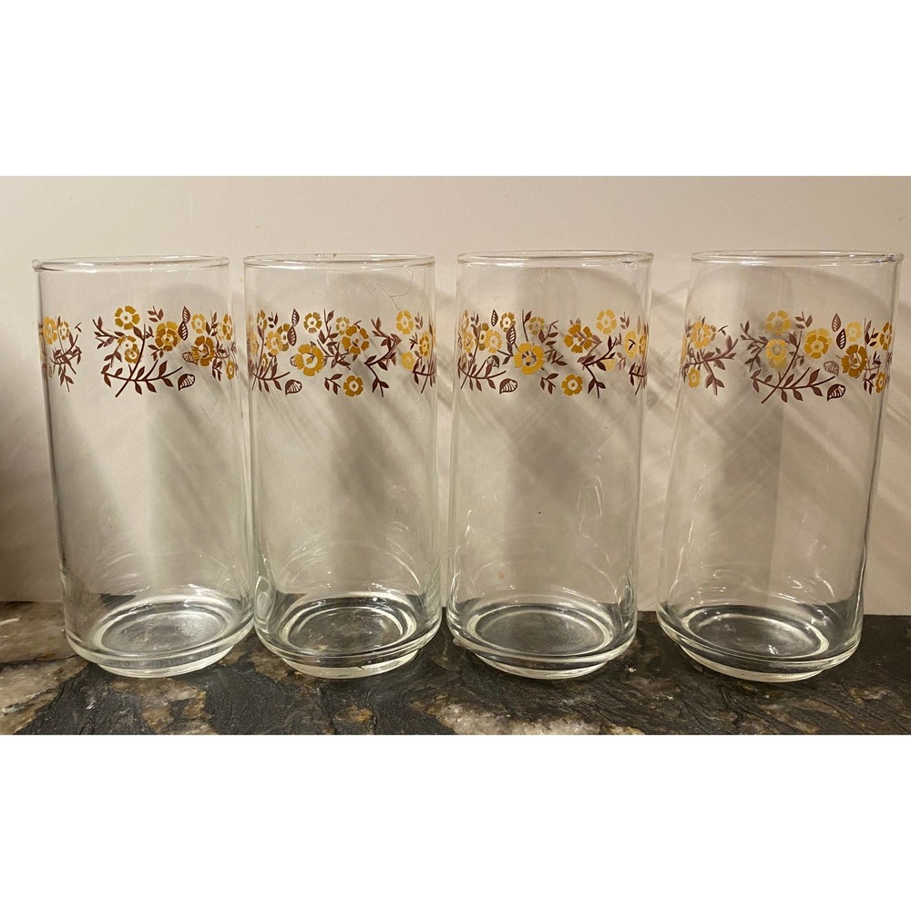 4 vintage Termocrisa MCM brown & gold 16 oz. Highball tumblers